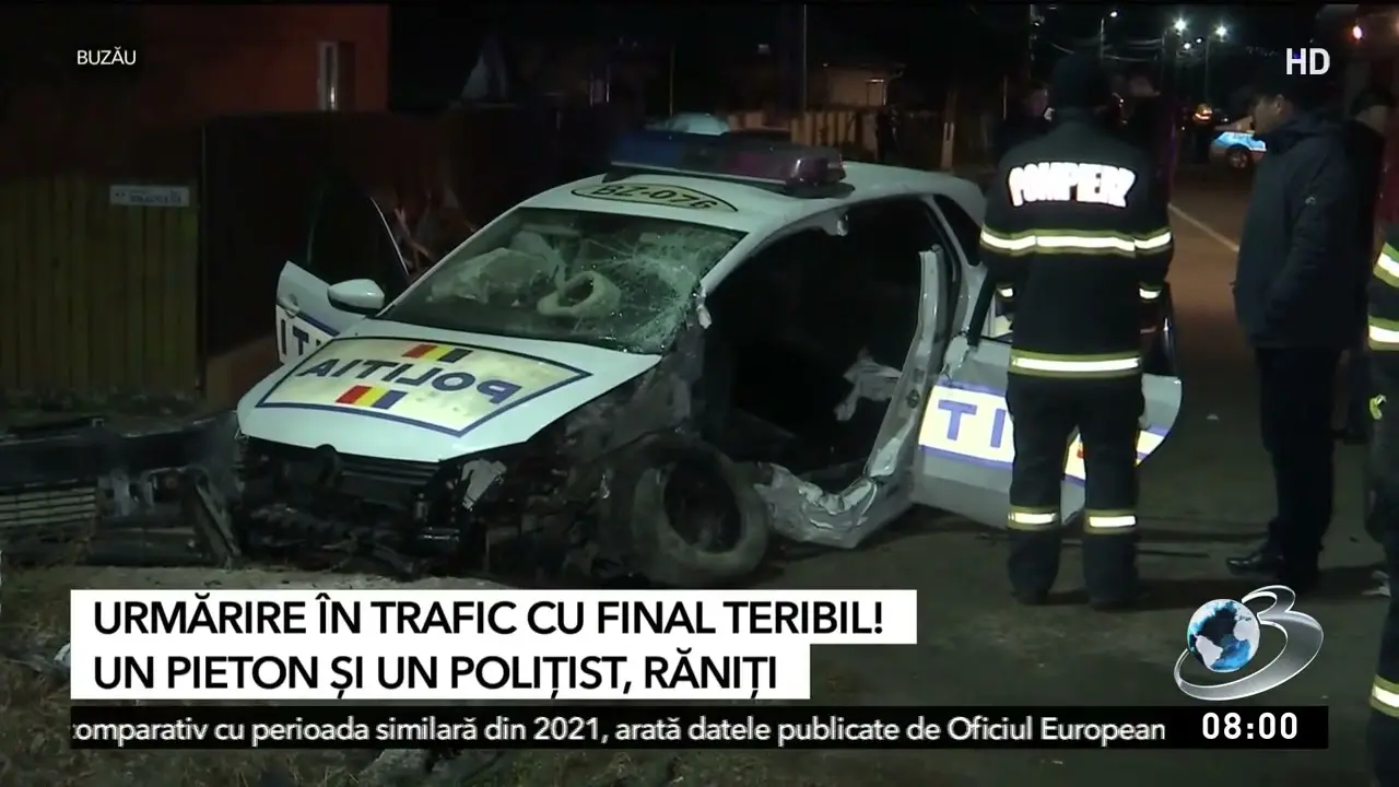 VIDEO. Mașină de poliție făcută praf după o urmărire ca-n filme