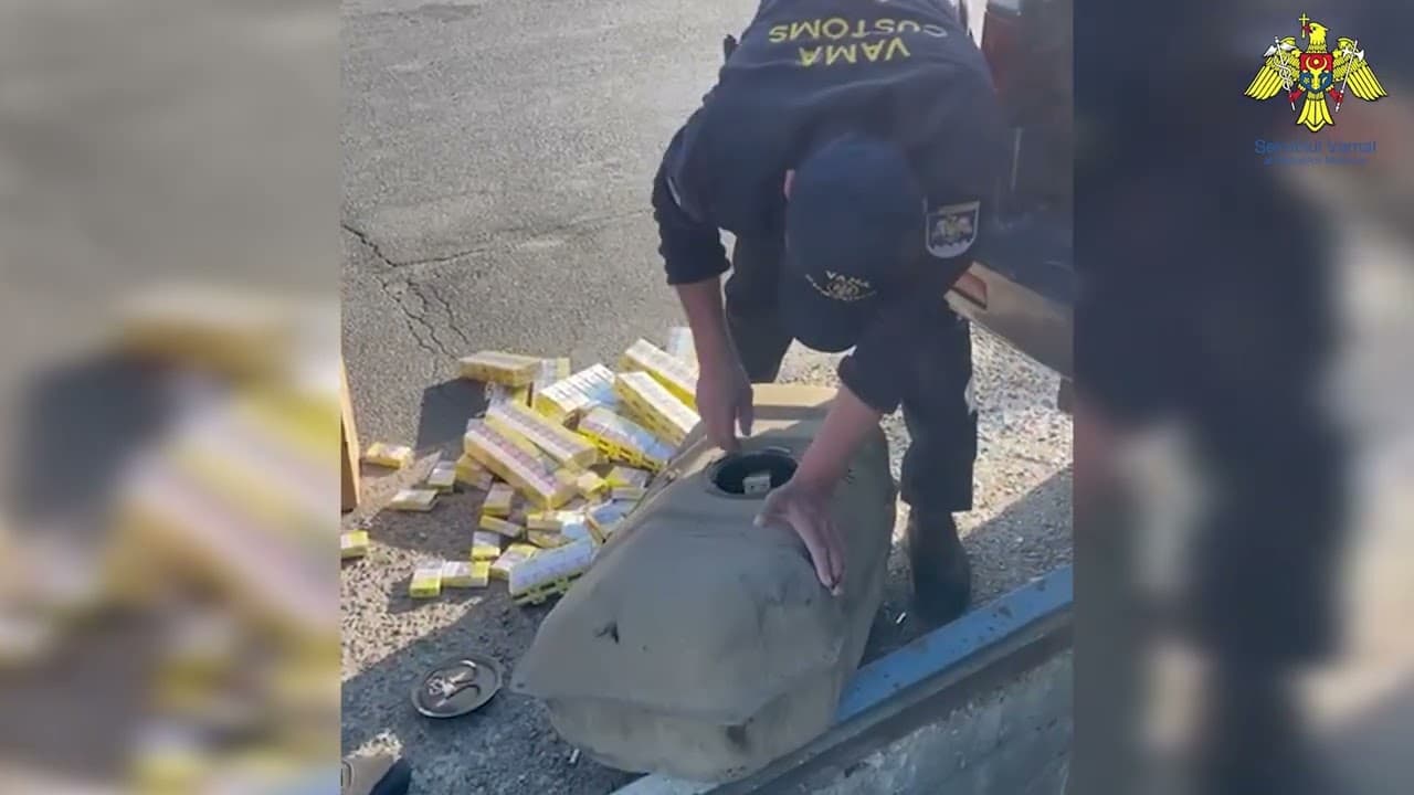 Contrabandă demascată la Cahul: Patrupedele Vămii au găsit țigări ascunse într-un rezervor (VIDEO)
