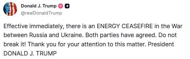 Trump: atacurile pe energie se opresc, Moscova și Kievul au acceptat (FOTO)